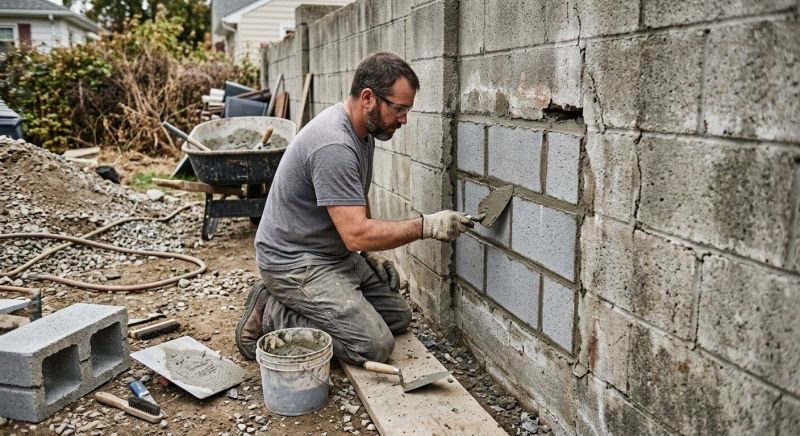 Cinder Block Wall Repair in Minot Afb, ND