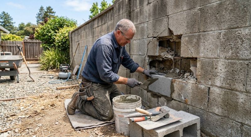 Cinder Block Wall Repair in Surrey, ND