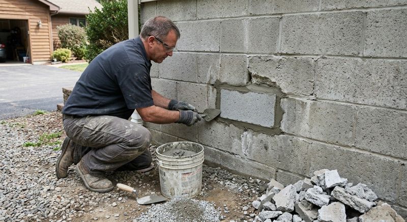 Cinder Block Wall Repair in Surrey, ND